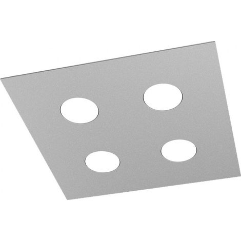 Plafonnier Carré Toplight Area 4 Lumières Avec Culot Gx53, Structure Grise, Design Moderne 40X40X3Cm (1/5)