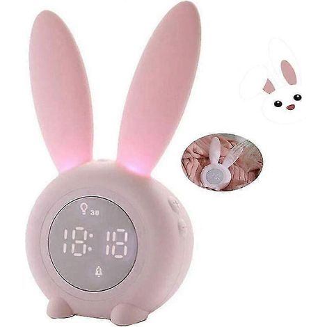 Réveil lapin mignon pour enfants (rose)