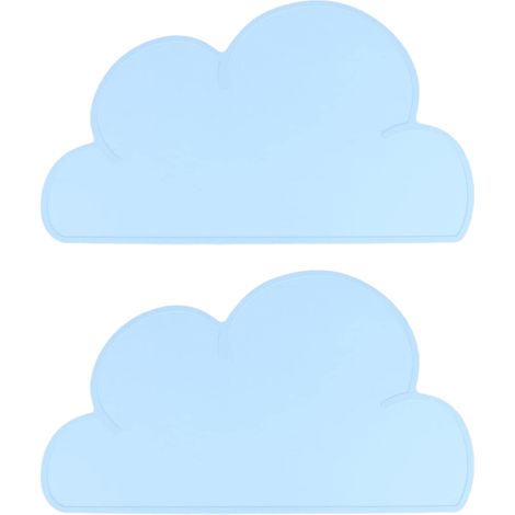 Placemat En Silicone - Forme De Nuage Antidérapant Pour Bébé Et Tout-Petits - Lavable Au Lave-Vaisselle Et Au Micro-Ondes - 2 Pièces (1/5)