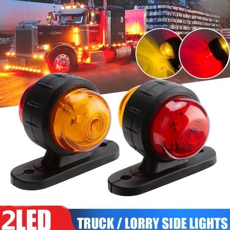 AIDUCHO 2 piezas-R9 2 luces LED de doble cara para cinturón, luces laterales para camión, luces traseras, conversión para remolque de 12-24 V (1/4)
