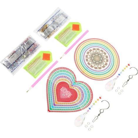 2 Ensembles Carillon Éolien Carillon Éolien Mandala Accessoires d'art Diamant Décoration Cloche À Vent Kits d'art Diamant pour Adultes Carillon Diamant Anneau du Couvercle (1/5)