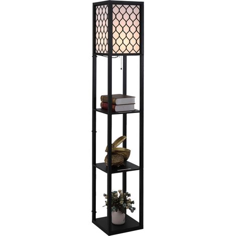 Lampadaire 3 étagères NADJA noir et blanc (1/5)