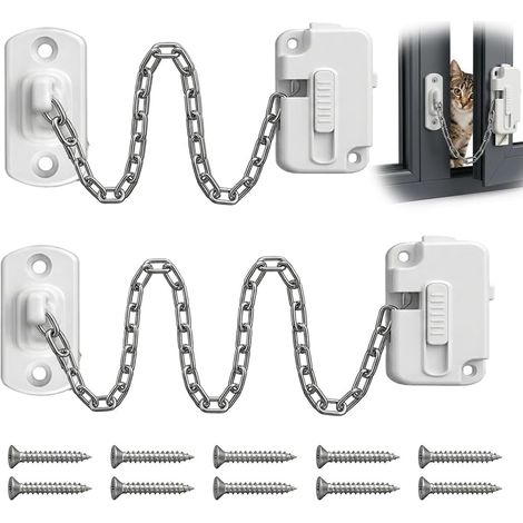 Lot de 2 verrous de fenêtre auto-adhésifs pour fenêtres UPVC, loquet de fenêtre réglable, sans perçage pour métal, bois, fenêtre coulissante (1/5)