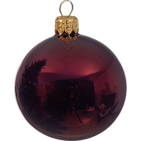 Box Da 6 Palline Di Natale Rosso Scuro Lucido 7 Cm (1/2)