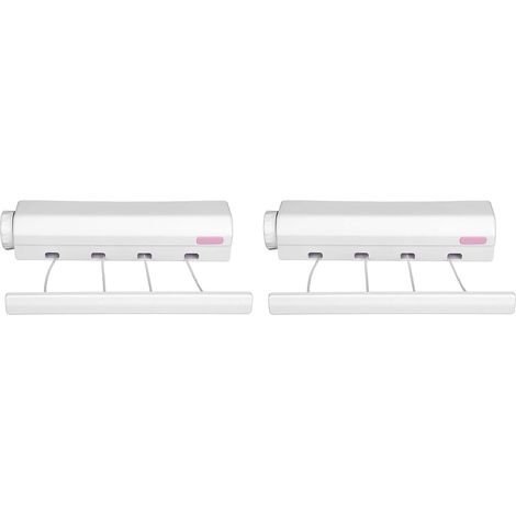 CCYKXA2X Corde à Linge Rétractable Télescopique Intérieur Extérieur Fixé AU Mur Ligne Sèche-Linge Corde de Séchage Cintre (4 Lignes)Rose et bleu aléatoire (1/5)