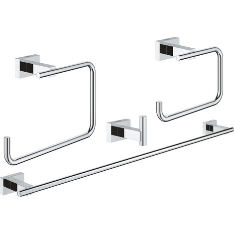 GROHE 40778001 Essentials Cube 4-in-1 Master Bathroom Accessories Set Chrome