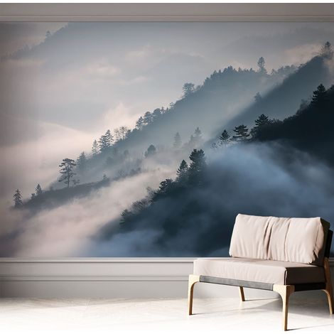 Papier peint autocollant avec imprimé pour décoration intérieure pour rénovation a motif Paysage brumeux 312x219 cm (1/5)