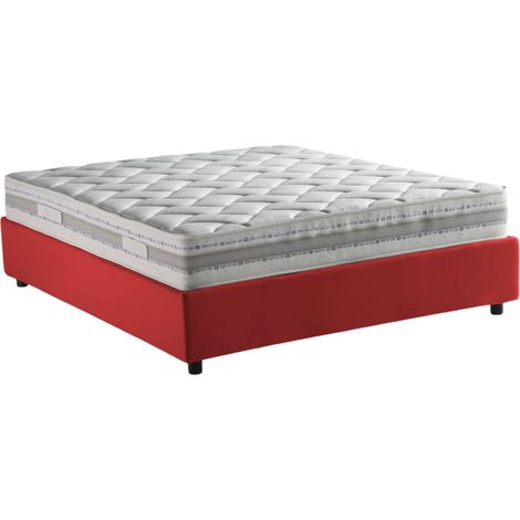 Talamo Italia - Letto piazza e mezza Abici, Letto contenitore con rivestimento in tessuto, 100% Made in Italy, Apertura frontale, con materasso Cm 120x200 incluso, Rosso