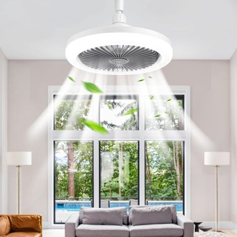 Ventilateur de plafond BomKra avec éclairage LED, télécommande 30 W, minuterie, 3 vitesses réglables, design compact pour chambre, maison, bureau (1/5)