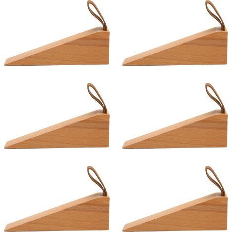 6 pièces Cales de Porte en Bois Verni Brillant Compactes pour Maison et Appartement - Idéal pour Pompiers (1/5)