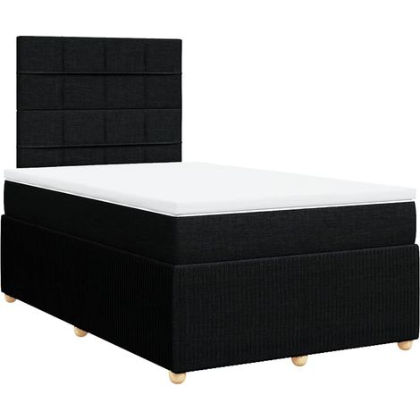 Lit double  Lit adulte  Sommier à lattes de lit avec matelas noir 120x190 cm tissu