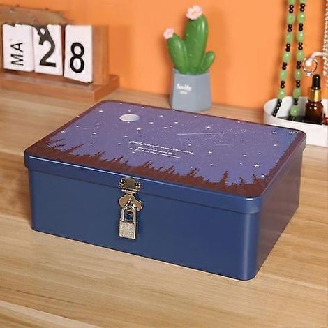 Boîte à clés pratique en métal avec serrure, 1 ensemble, boîte de rangement de bureau style vintage pour bijoux ( ) (1/4)