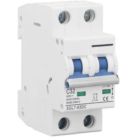 Disjoncteur Miniature DC 2 pôles 500V 32Amp, interrupteur de déconnexion monté sur Rail Din pour système solaire PV (1/5)