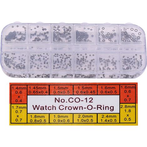 Gummi-O-Ringe 1,4-2,8 mm, 12 Größen, Uhrendichtungen, Kronen, O-Ringe, Reparaturset, wasserdicht. (1/5)