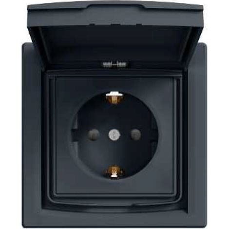 Asfora Base de enchufe schuko IP44 con marco (1 elemento) antracita EPH3100371