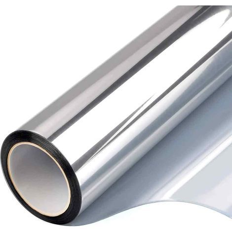 Spiegelfolie – 60 x 400 cm – Einseitig blickdichte Fensterfolie – UV- und Hitzeschutz – Silber (1/5)