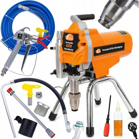 Rosfix Tornado RTX5 UltraSpray - Pistola a spruzzo idrodinamica per verniciatura  3200W  4,5 l/min  3300 PSI  Ugello 525  Tubo flessibile da 10 m  Regolazione elettronica della pressione  Per vernicia (1/5)