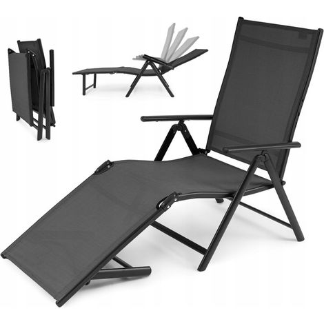 Klappbare Gartenliege, verstellbare Strandliege, leichtes Aluminium, grau (1/5)