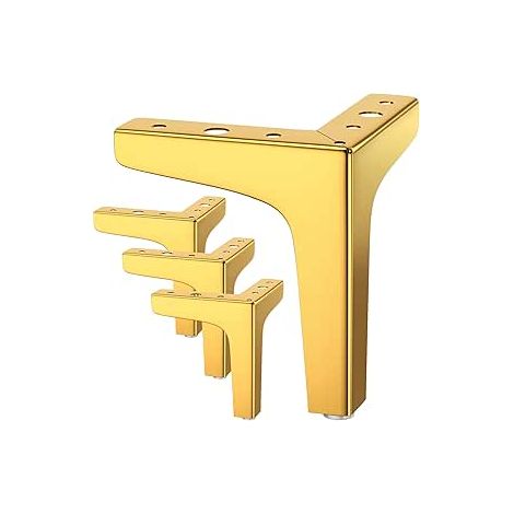 Lot de 4 Pieds de Meubles Charge Jusqu'à 800 KG, 15cm Pied de Table Modernes en Métal en Forme de Triangle,Pied Meuble Épingle pour Placard, Canapé, Or (1/4)