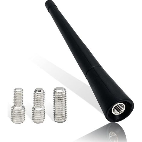 Antenne Toit à Tige Courte Voiture FM/AM Tige d'antenne de Voiture Antenne Toit Voiture Tige Courte Universelle avec 3 adaptateurs différents (M4, M5, M6) pour la réception Radio FM/AM (1/5)