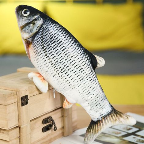 Elektrischer Fisch mit Bewegung, wiederaufladbar, realistisches Plüschtier aus PP-Baumwolle, oszillierender Fisch, Geschenkidee, Spielzeug, Graskarpfen (1/5)