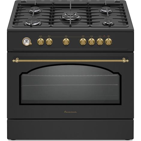 Cucina combinata gas-elettrica ravanson retro kwge-90ar (nero)