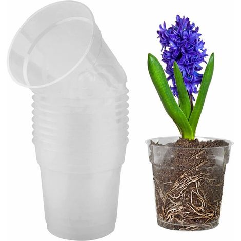 Pot de Fleurs Plastique Transparent Pot à Orchidée en Plastique Transparent Pot à Orchidée en Plastique Transparent avec Trous de Drainage pour Balcon Intérieur, Bureau, Extérieur(10 Pièces) (1/5)