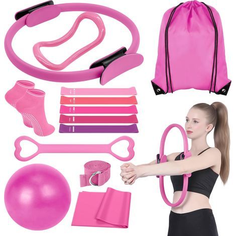 13pcs Kit Pilates Maison pour Femmes: Kit Yoga Sculptez Vos Cuisses Bras et Abdos à la Maison - Set Yoga Fitness Complet et Portable (1/5)