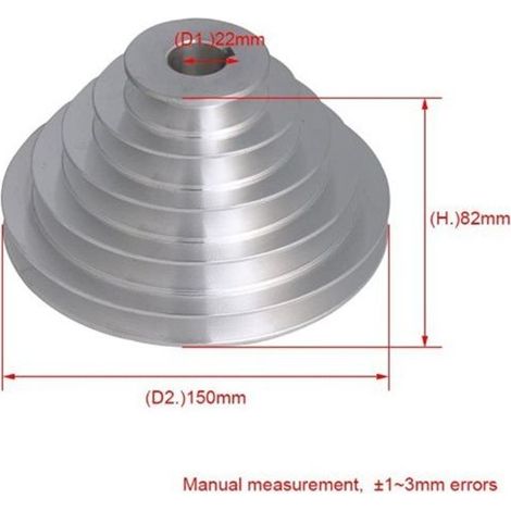 5-lagige Aluminium-Riemenscheibe – 19 mm Innendurchmesser, 54–150 mm Außendurchmesser für Keilriemen des Typs AA (1/5)
