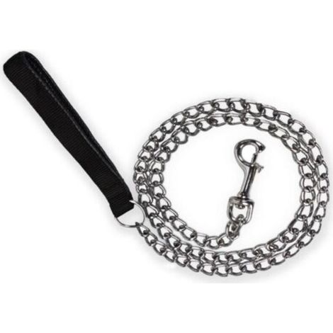 Dog Leash Chain (180cm) in Steel, Sturdy Metal Dog Leash with PU Leather Handle (1/5)