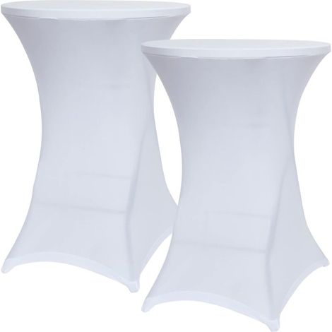 2 Pack White Table Covers for 110cm High Folding Tables, Hotel Wedding Decorations, Table Covers, Elastic Table Covers for Round Banquets (1/5)