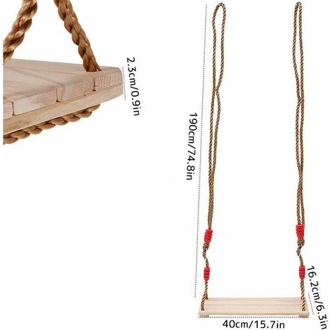 Balançoire Enfant Adulte Siège de balançoire en Bois pour Jardin Extérieur Intérieur 40x16.2x1.2 CM-Fei Yu