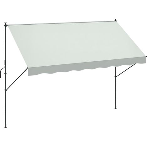 Store banne rétractable manuelle 300 x 175 x 210-310 cm, réglable par manivelle, protection solaire UV40+, couleur crème, idéale pour balcon et terrasse. (1/5)