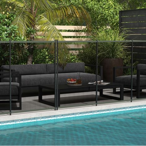 Valla de piscina de 4 paneles 365 x 126 cm en aluminio y malla negra DESVIAE (1/5)