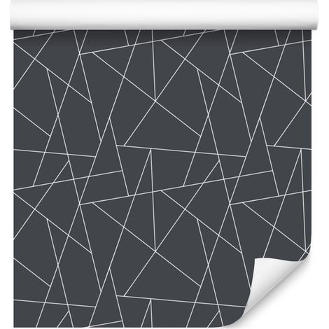 Carta da parati con motivo geometrico grafite e blu navy per soggiorno e camera da letto 50x1000 cm (1/5)