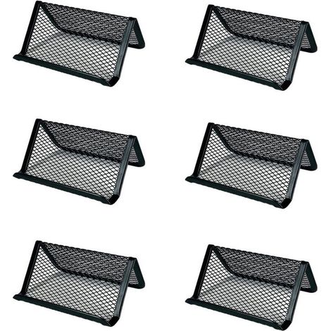 Lot de 6 Porte-cartes de visite en maille métallique noire, support bureau polyvalent pour cartes et smartphone, 98x80x40mm (1/4)