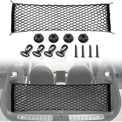 Filet de rangement extensible pour coffre de voiture, accessoire extérieur, réglable et élastique, avec crochet, pour SUV, voitures et camions (90 x 40 cm)
