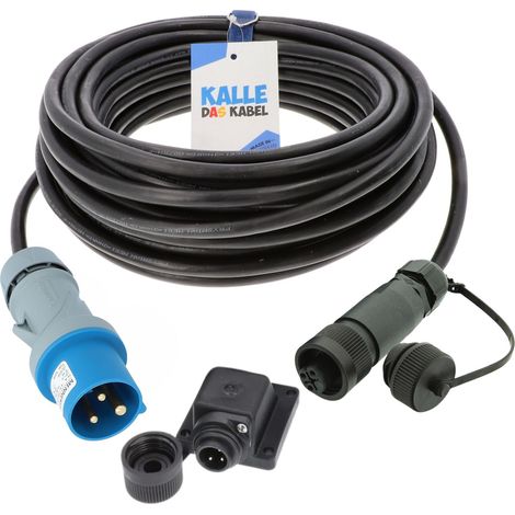 Kalle Landanschlusskabel CEE 230V 16A 2,5mm² Philippi Kupplung RS692 mit Winkelgehäuse IP44 30 Meter