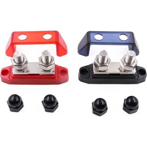Busbar barre distribution 250A 12V-48V CC M10 - 2, Rouge+noir batterie voiture bateau solaire marine fixation - Rouge noi Aucuneary (1/4)