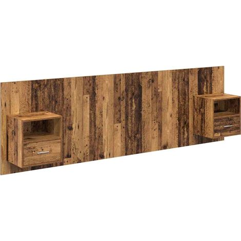 Cabecero con Mueble con cajón 3 pcs Madera envejecida vidaXL