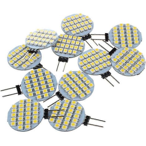 Lot de 10 ampoules LED SMD 24 G4 pour armoire, bateau, camping-car, voiture, 12 V, lumière blanc chaud (1/4)