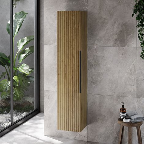 Helix Fluted Autumn Oak 300mm x 1430mm Wall Mounted 1 Door Tall Unit