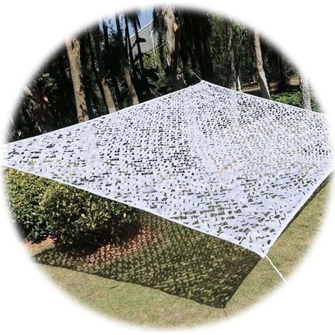 Filet de camouflage - 3x3m - Blanc - Polyester - Pour camping, balcon et décoration de jardin (1/4)