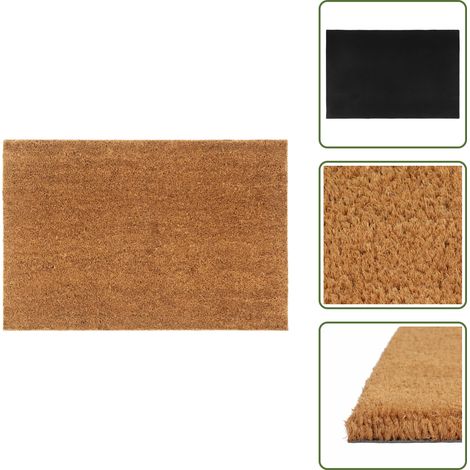 The Living Store Tapis de porte naturel 60x90 cm fibre de coco touffeté - Tapis D'entrée - Paillasson - Fibre De Coco - Antidérapant - Résistant