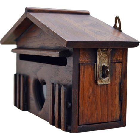 Boîte aux lettres verrouillable murale en bois, porte d'entrée, boîte aux lettres, boîte à suggestions (1/5)