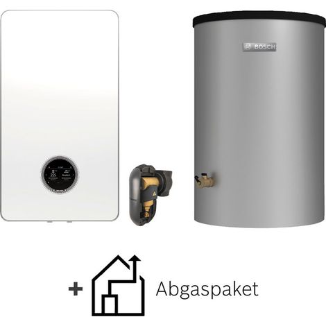 Bosch Gas-Brennwert-Plus-Paket Condens Bopa PL GC78-001, 7800i W, 15kW, Speicher W 120-5 O1 A 115L, Abgaspaket C93x (1/2)
