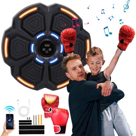 Jiubiaz Máquina de Boxeo Musical Inteligente con Luz LED Guantes de Boxeo Bluetooth Inteligente de Velocidad Ajustable (1/5)