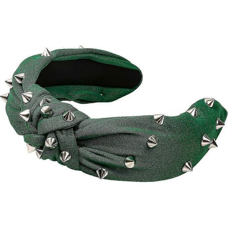 Haarreif mit Nieten, verziert mit Stoffknoten, biegsam, breit, flexibel-Dark green (1/5)