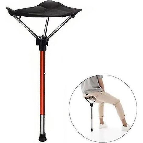 Tragbarer, höhenverstellbarer Hocker, ausziehbarer Sitz, Outdoor-Angelstuhl mit 3 Verstellstufen (rot). (1/4)