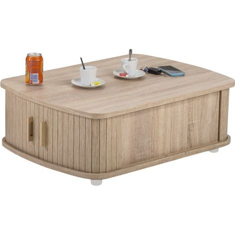 Table basse à rideaux chêne naturel Lohan (1/2)